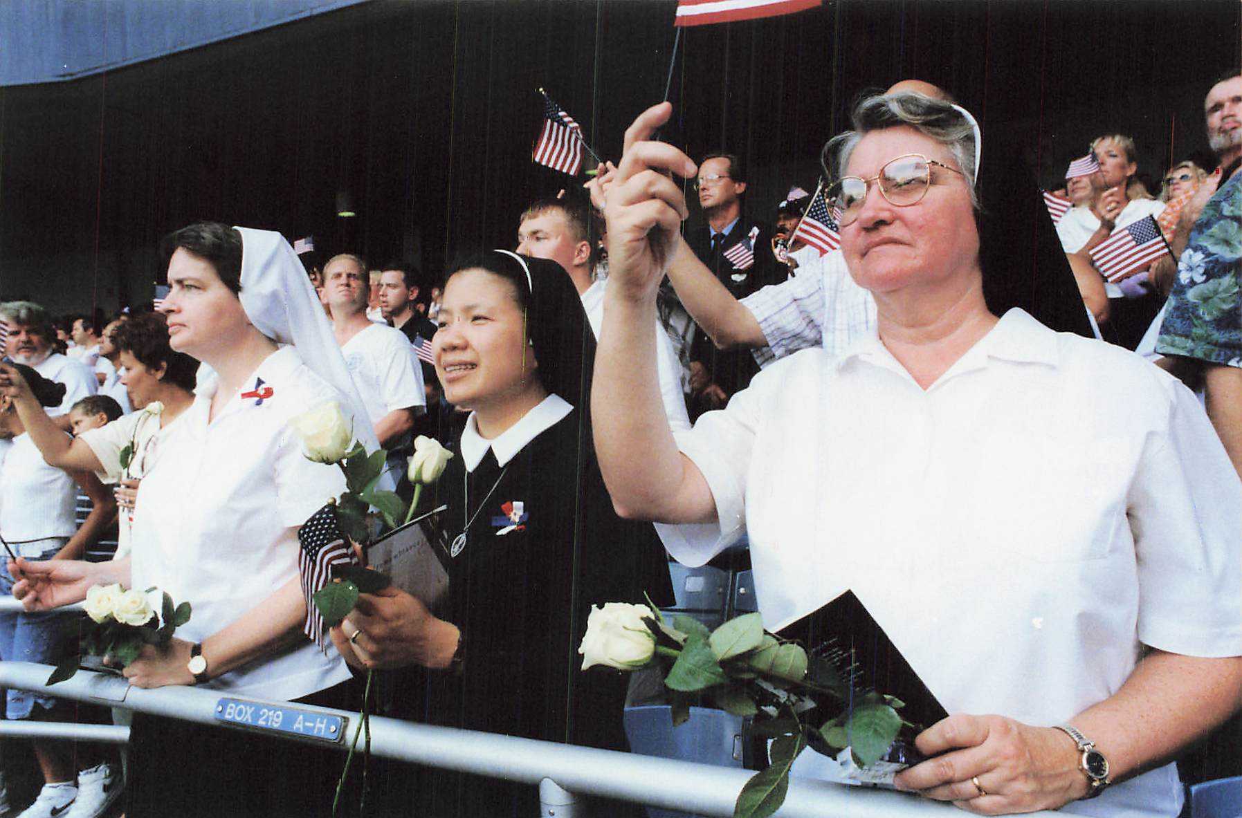 Women Religious attend the Interfaith Prayer Service at Yankee Stadium on September 23, 2001.